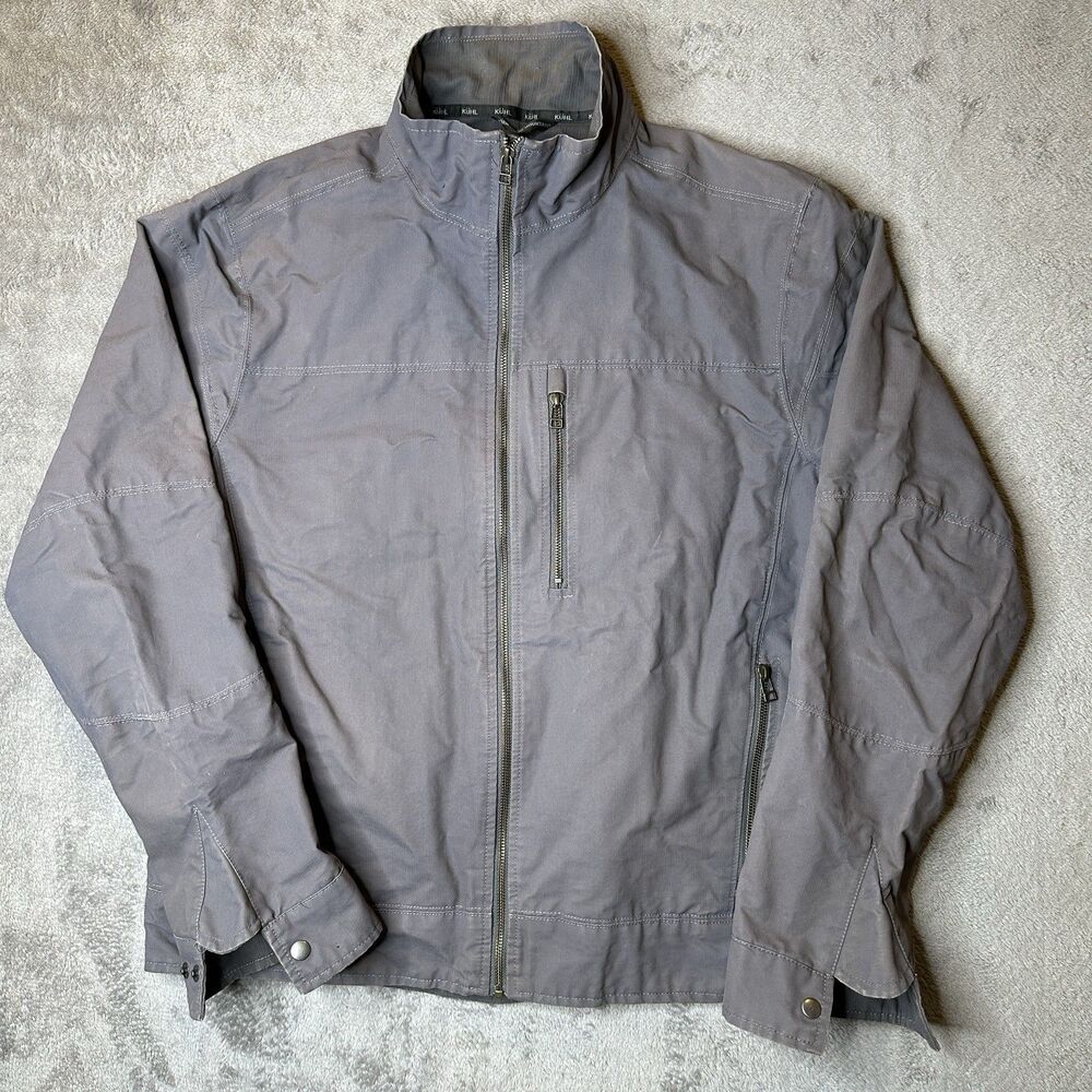 Kuhl Burr Jacket Mens Size XL Vintage Patina Dye Gray Canvas Full Zip Outdoor Hi